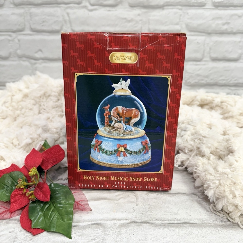 Vtg Breyer Holy Night Holiday Musical Snow Globe '06 #4 In Series-Retired 700226